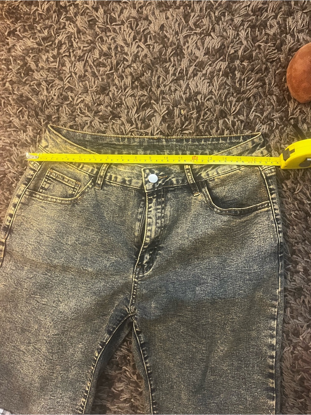 Gray Acid-Wash Jeans with Multi Plaid Flared Panels - Picture 9 of 13
